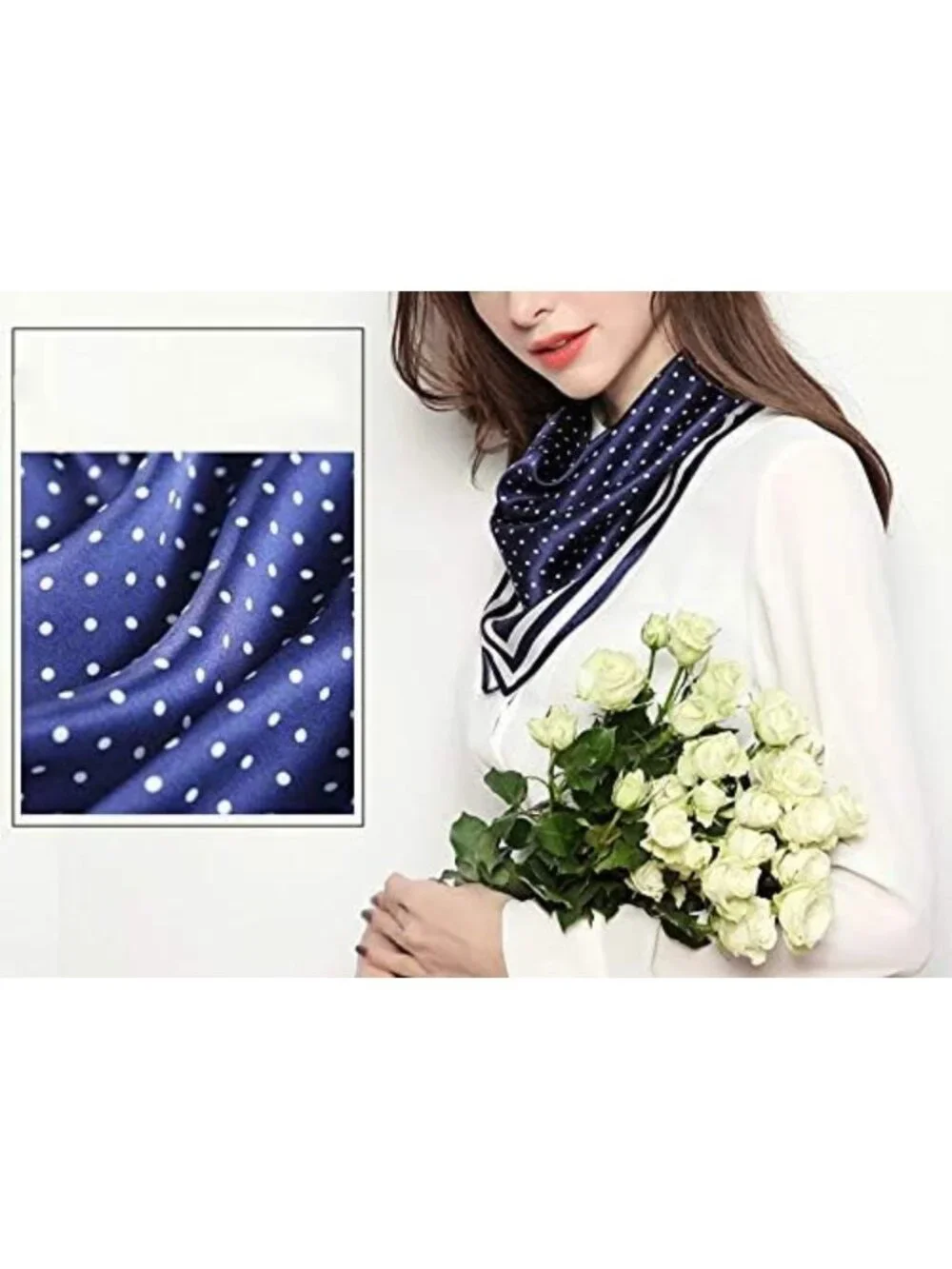 100% Silk Square Scarf for Hair - 25.6